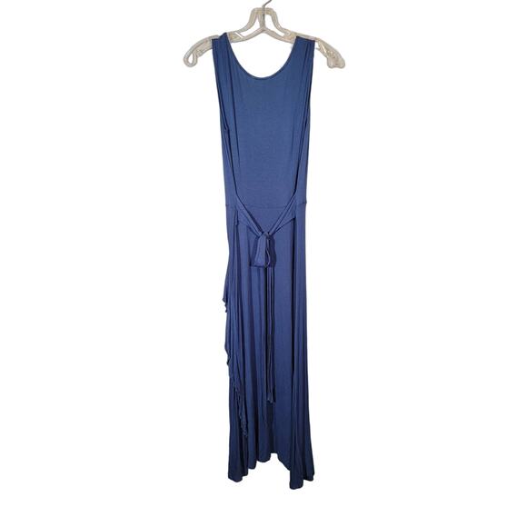 Sundance Women's Faux Wrap Maxi Dress Jersey Knit Ruffle Detail Blue Size Small - Picture 2 of 7